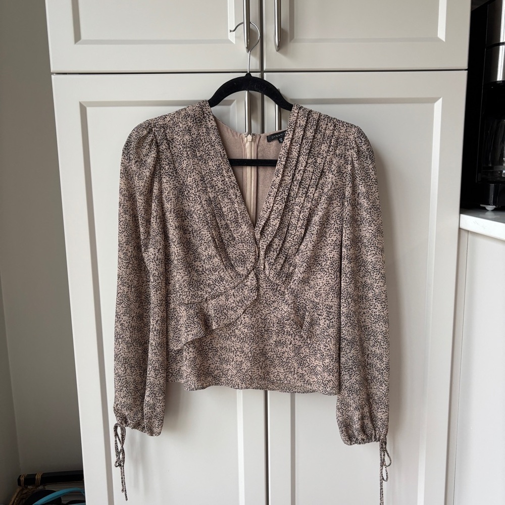 Women’s Workwear Blouse with V-neck and Side Ties